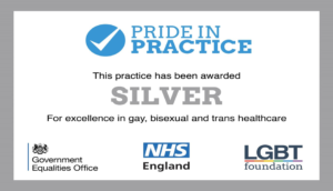 banner reading awarded silver for excellence in gay, bisexual and trans healthcare