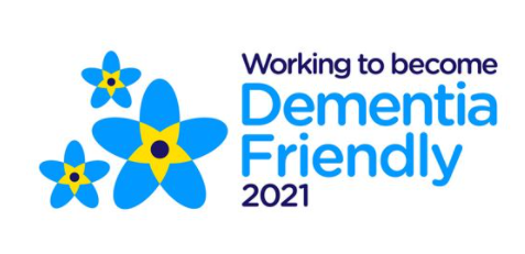 logo reading working to become dementia friendly 2021